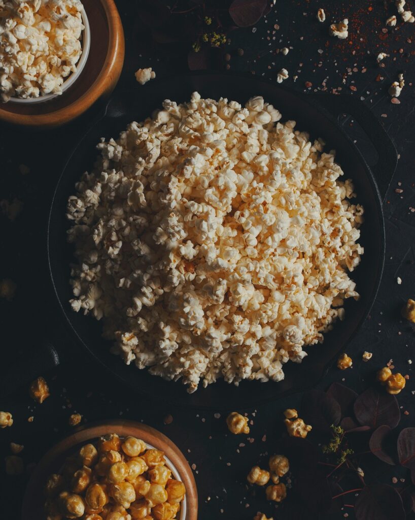 popcorn, food, snack, tasty, delicious, dark, closeup, food photography