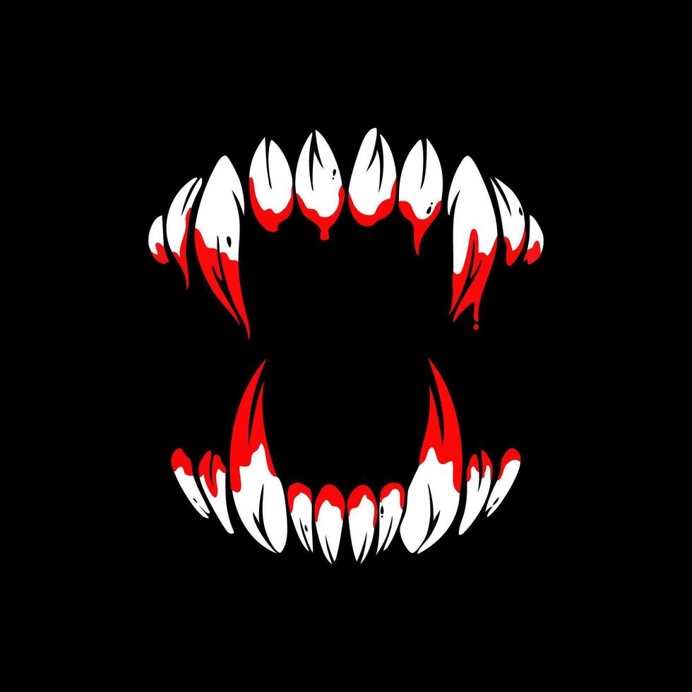 Series: Scared Sexy abstract aesthetic vampire fang with blood tribal tattoo vector